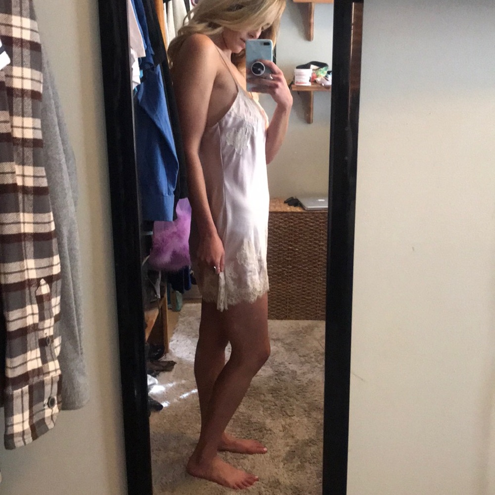 Light pink slip with ivory lace detail